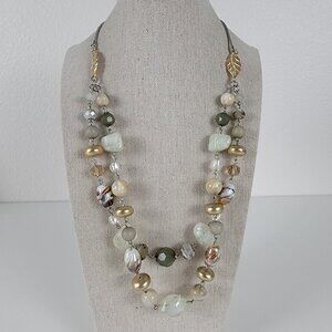 Acrylic And Metal Beads Mixed Materials Slider Snake Chain Necklace 31 In